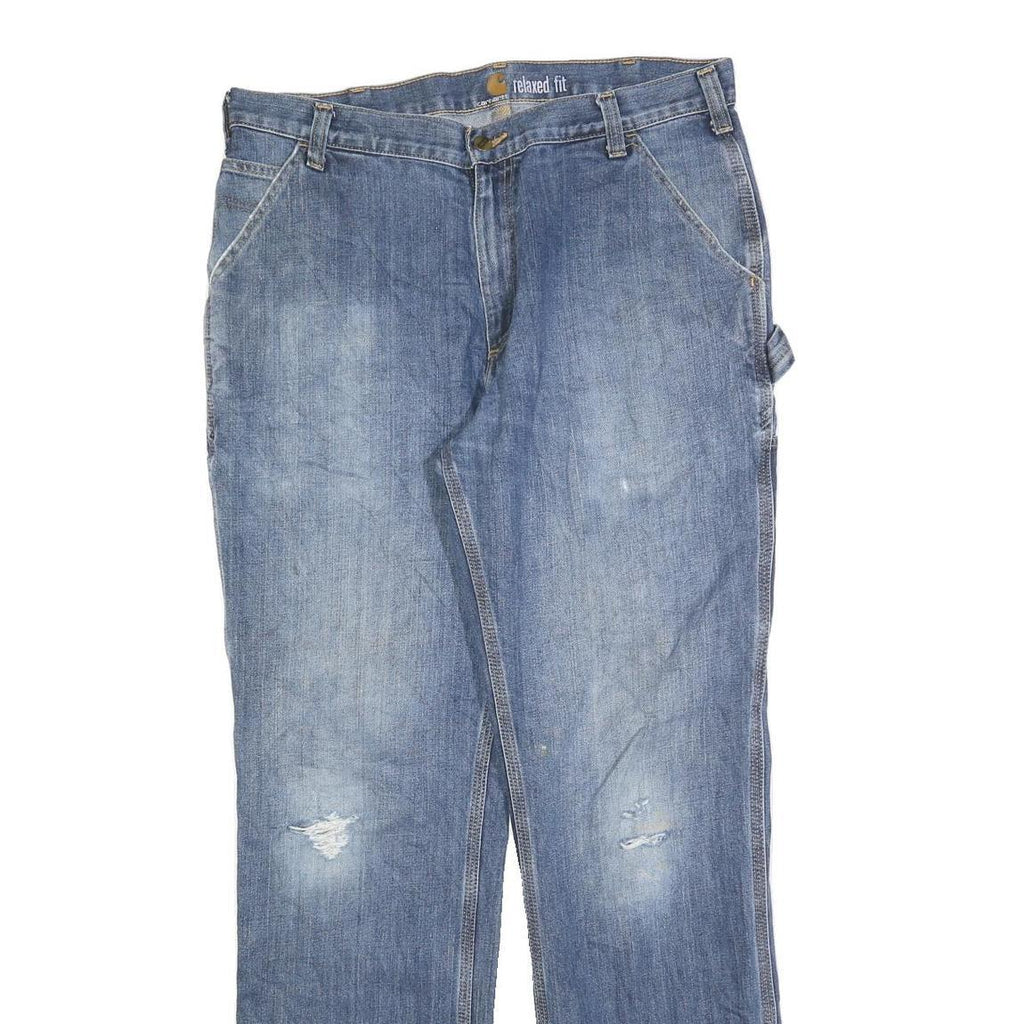 CARHARTT Mens Blue Relaxed Straight Denim Medium W36 L34 Workwear Jeans Zip