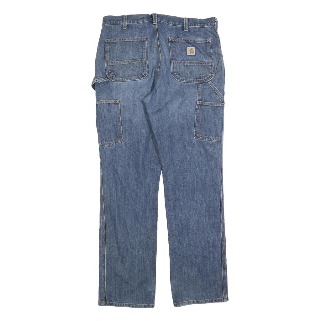 CARHARTT Mens Blue Relaxed Straight Denim Medium W36 L34 Workwear Jeans Zip