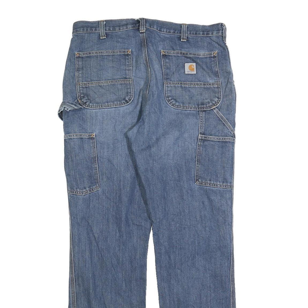 CARHARTT Mens Blue Relaxed Straight Denim Medium W36 L34 Workwear Jeans Zip