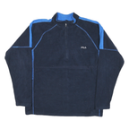 FILA Mens Navy Blue Sports Jumper Polyester Blend Pullover Zip Neck M Casual