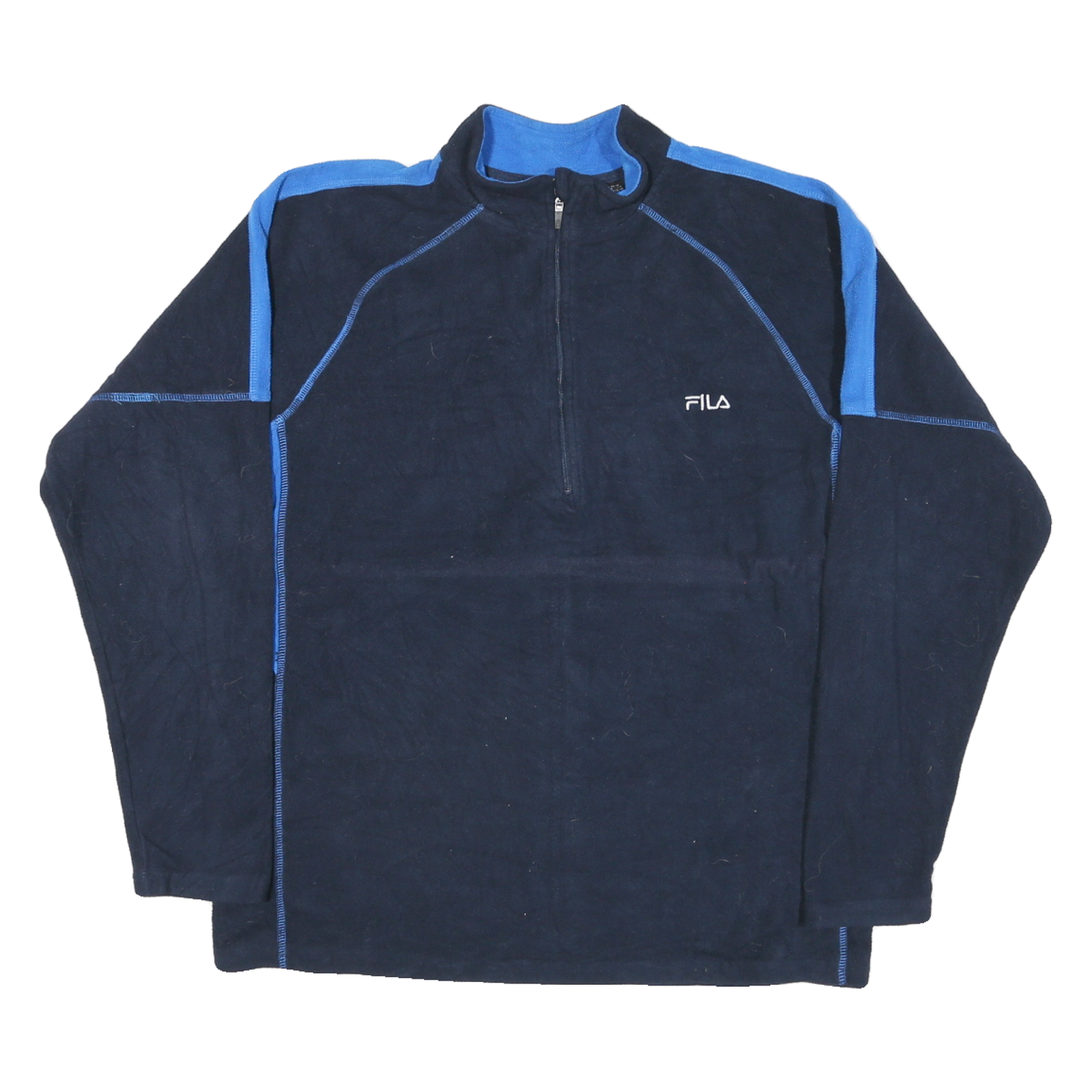 FILA Mens Navy Blue Sports Jumper Polyester Blend Pullover Zip Neck M Casual