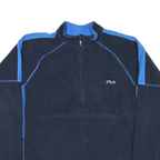 FILA Mens Navy Blue Sports Jumper Polyester Blend Pullover Zip Neck M Casual