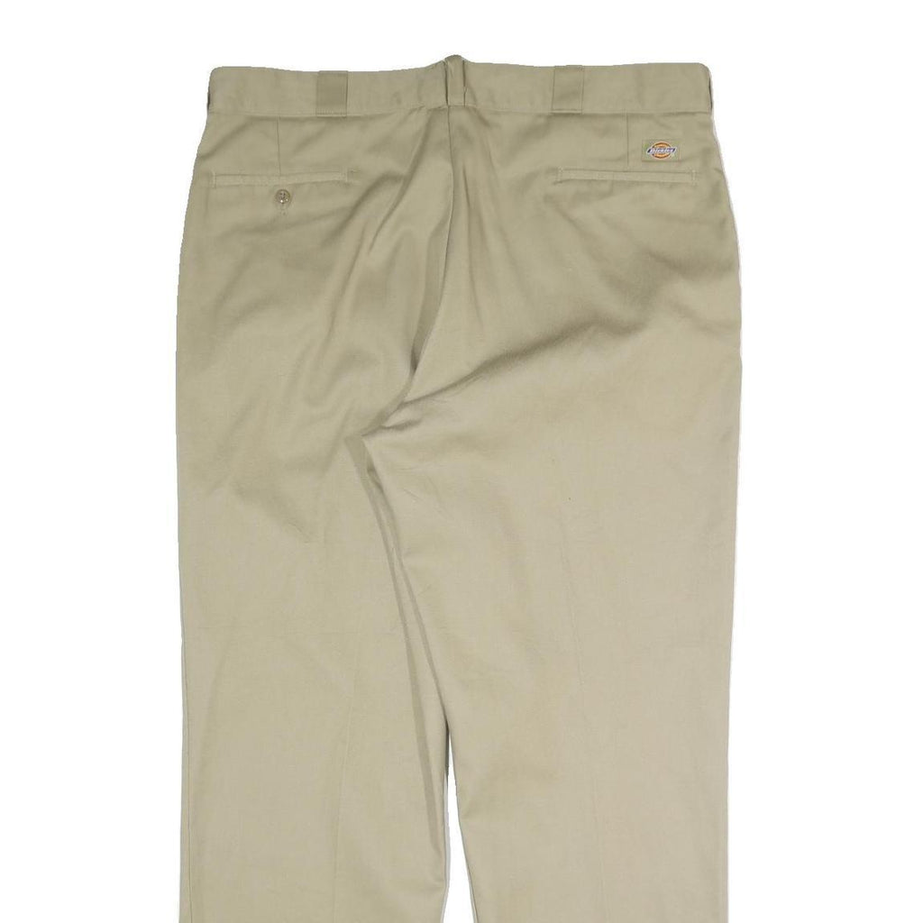DICKIES Mens Cotton Blend Beige Regular Straight Trousers W40 L30 Workwear Zip