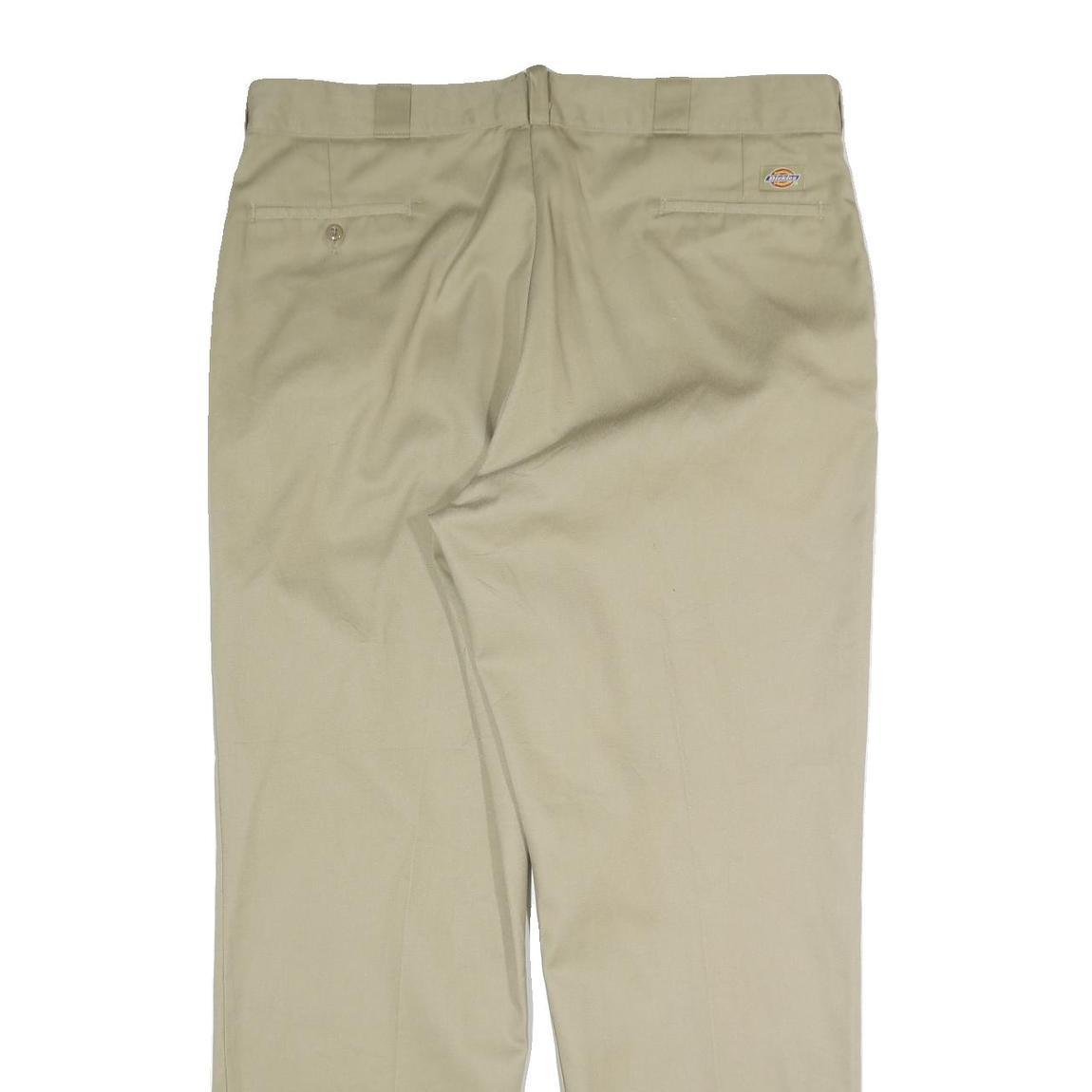 DICKIES Mens Cotton Blend Beige Regular Straight Trousers W40 L30 Workwear Zip