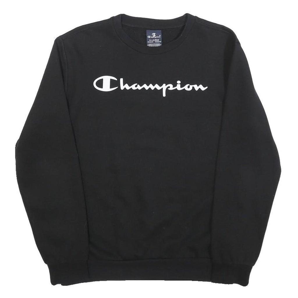 CHAMPION Boys Black Crew Neck 13-14Y Cotton Sweatshirt