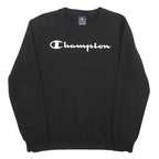CHAMPION Boys Black Crew Neck 13-14Y Cotton Sweatshirt