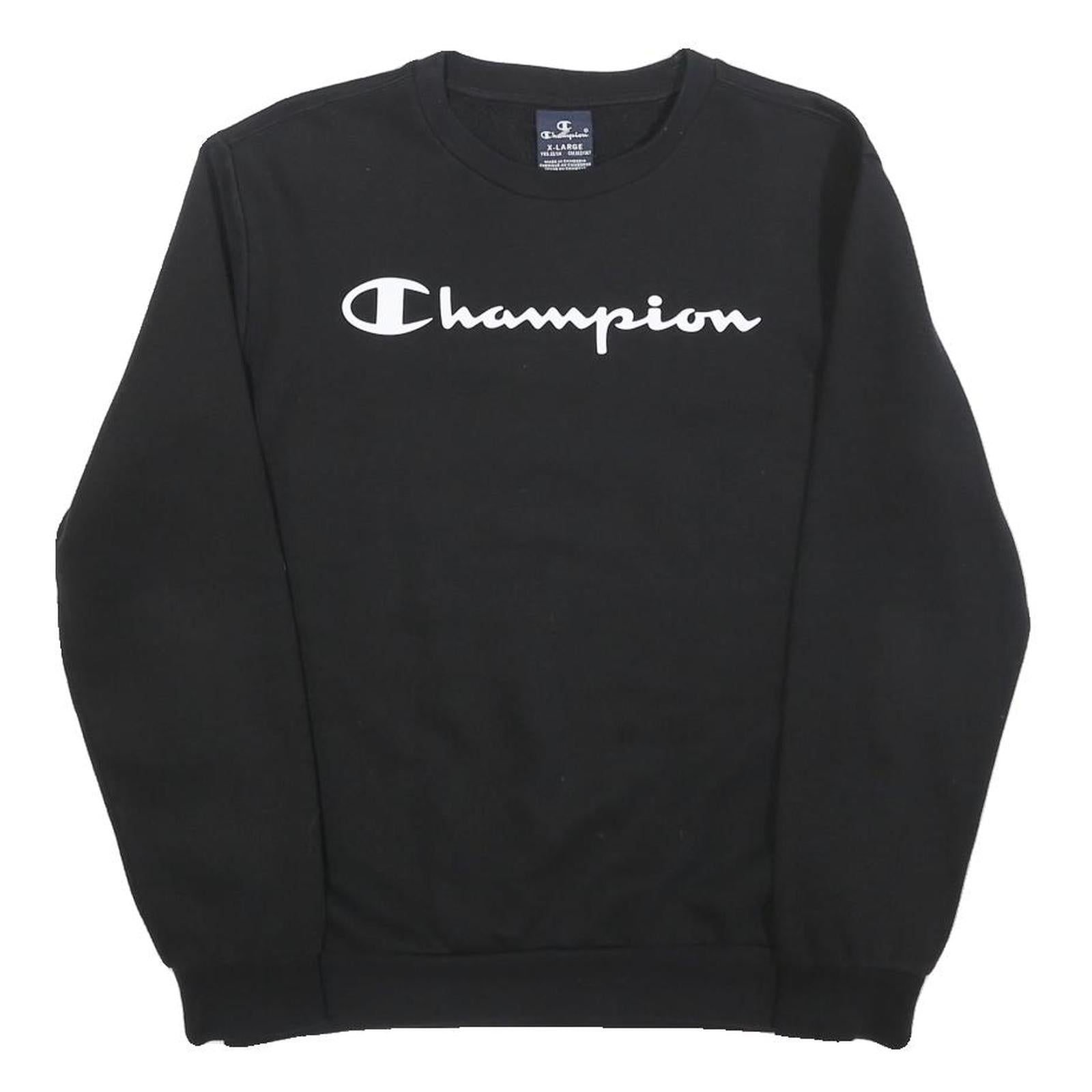 CHAMPION Boys Black Crew Neck 13-14Y Cotton Sweatshirt
