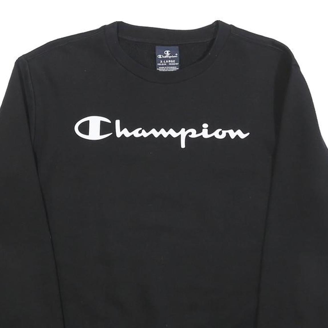 CHAMPION Boys Black Crew Neck 13-14Y Cotton Sweatshirt