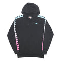 KAPPA Mens Black Hoodie M Cotton Blend Pullover Hooded Sweatshirt Logo Tape