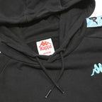 KAPPA Mens Black Hoodie M Cotton Blend Pullover Hooded Sweatshirt Logo Tape