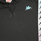 KAPPA Mens Black Hoodie M Cotton Blend Pullover Hooded Sweatshirt Logo Tape