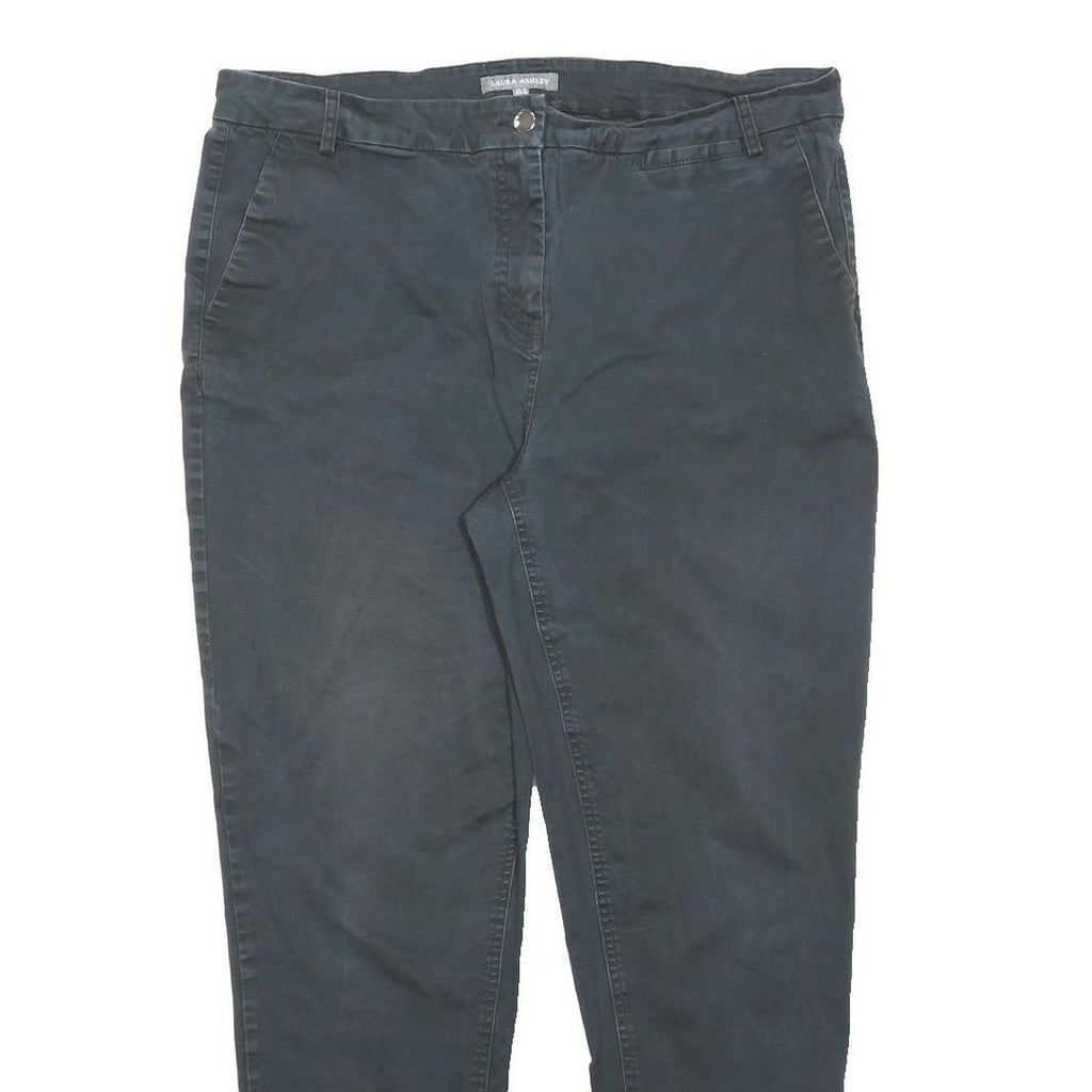 LAURA ASHLEY Womens Regular Fit Black Cotton Blend Zip Trousers W35 L28 Stylish