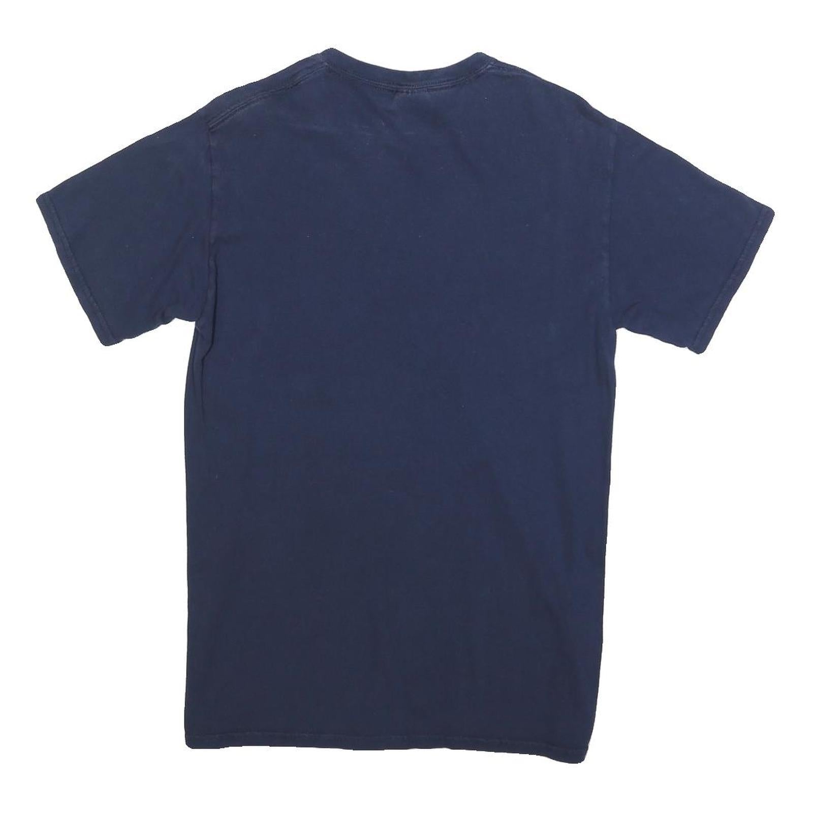 GILDAN Mens Navy Blue Miami Beach Florida Graphic T-Shirt S Short Sleeve Crew