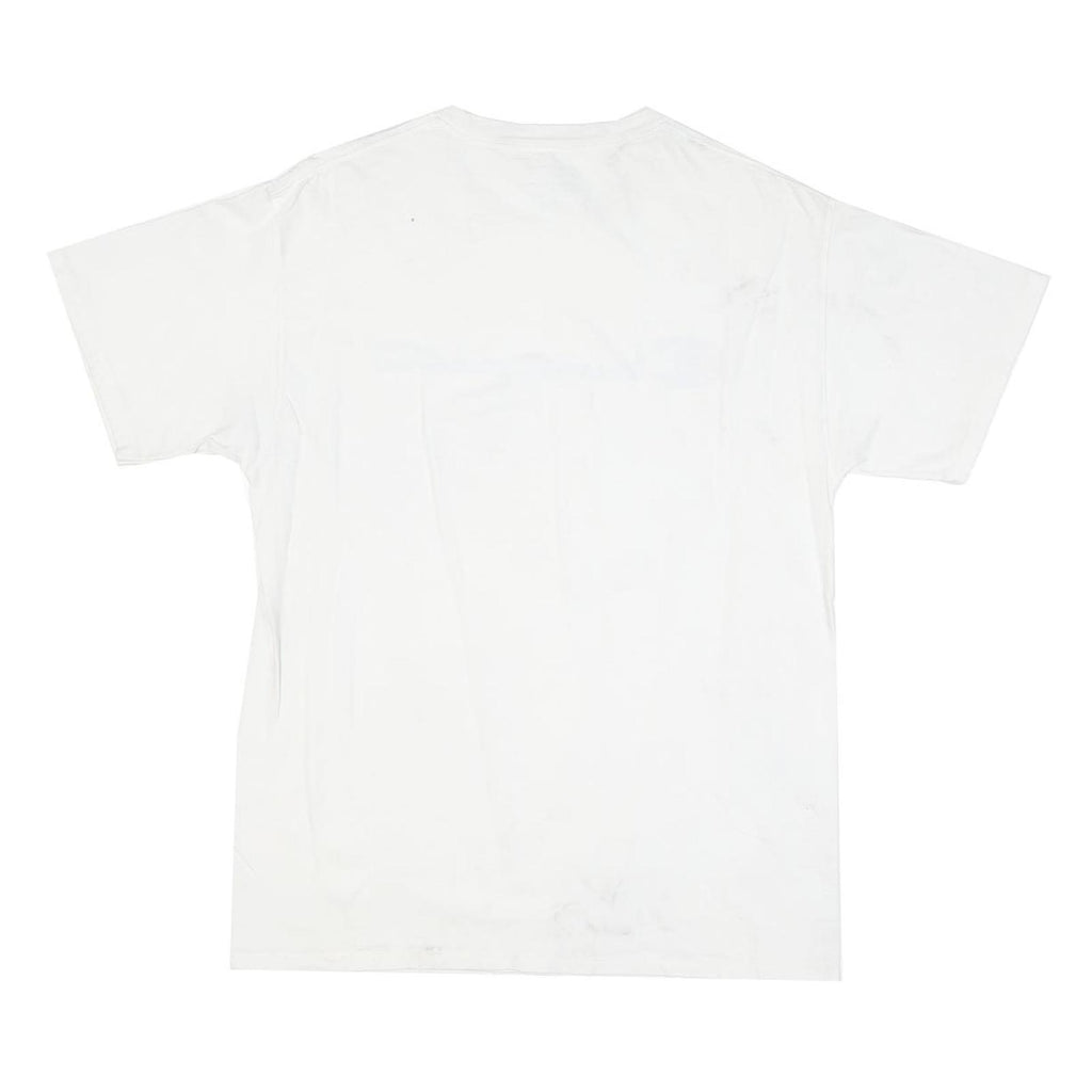 CHAMPION Mens White Blue Logo T-Shirt M Short Sleeve Crew Neck Cotton Blend