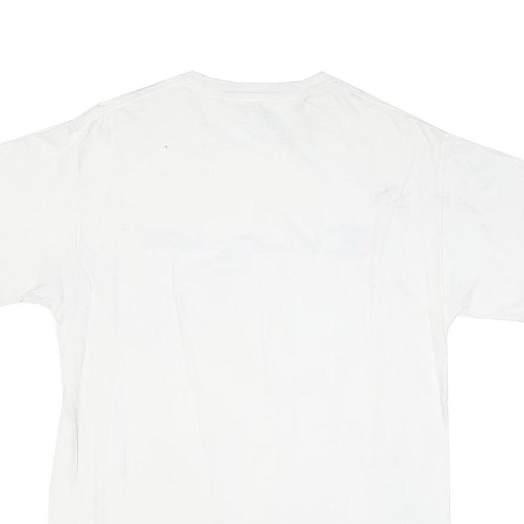 CHAMPION Mens White Blue Logo T-Shirt M Short Sleeve Crew Neck Cotton Blend