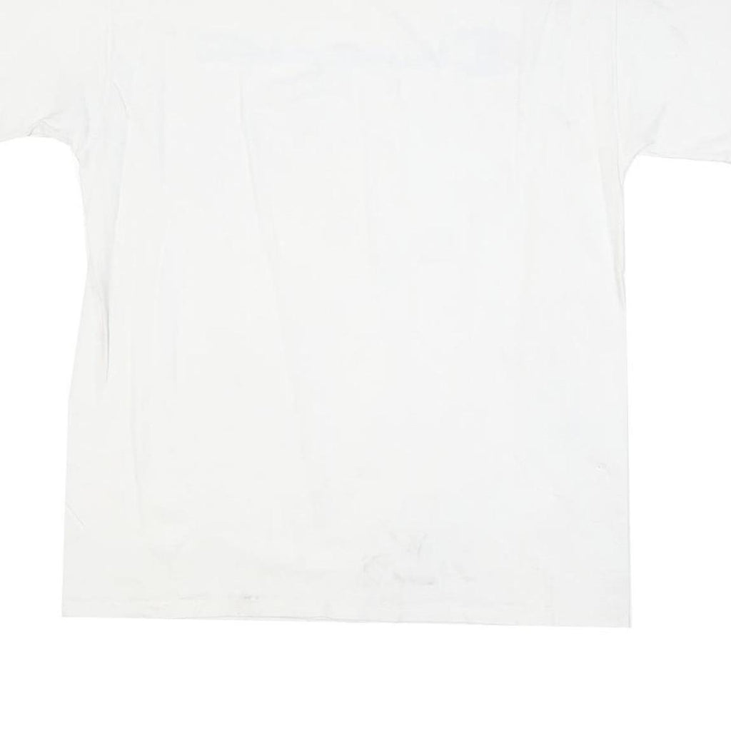 CHAMPION Mens White Blue Logo T-Shirt M Short Sleeve Crew Neck Cotton Blend