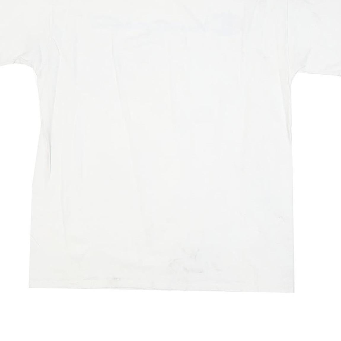 CHAMPION Mens White Blue Logo T-Shirt M Short Sleeve Crew Neck Cotton Blend