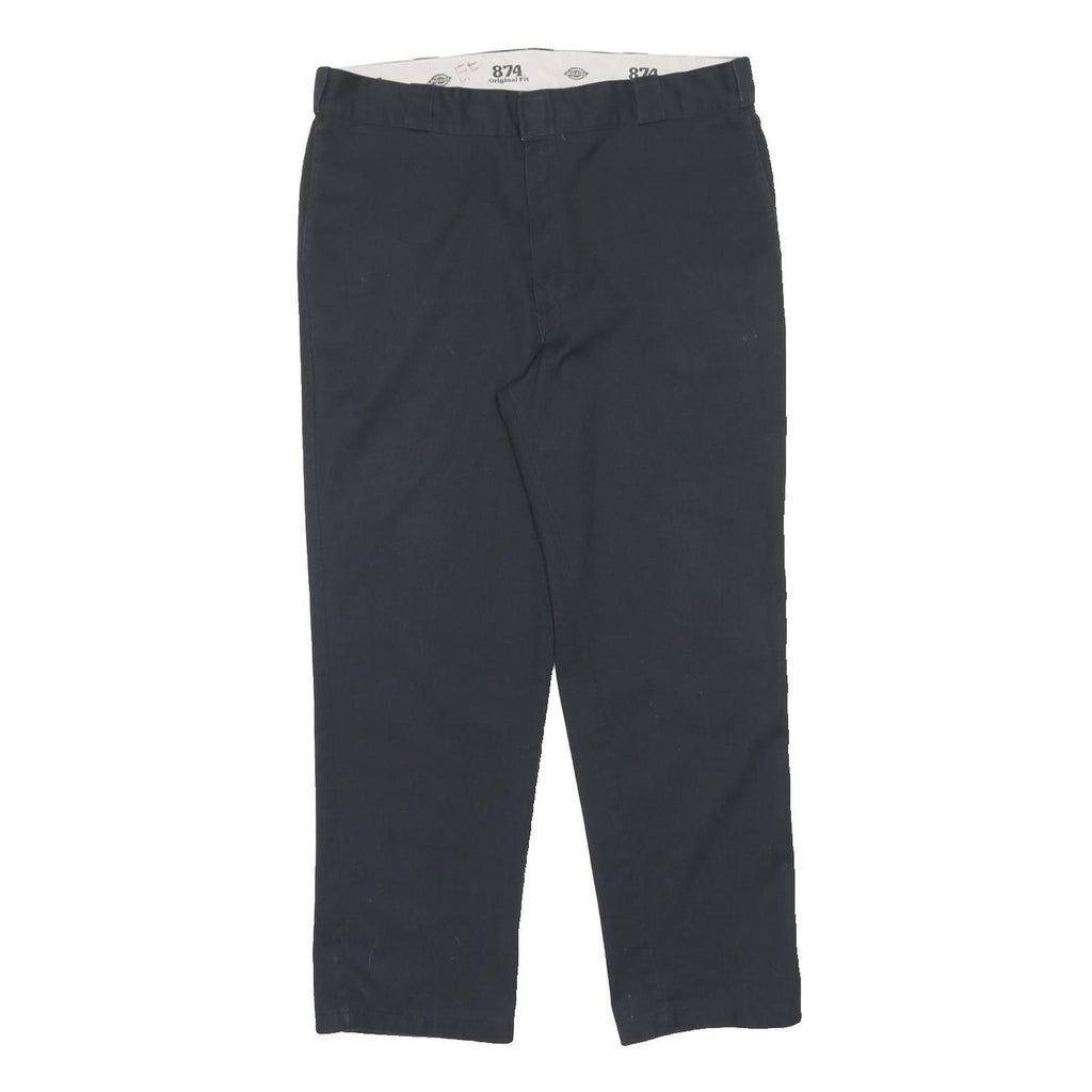 DICKIES Mens Regular Fit Black Polyester Blend Trousers W40 L32 Workwear Zip