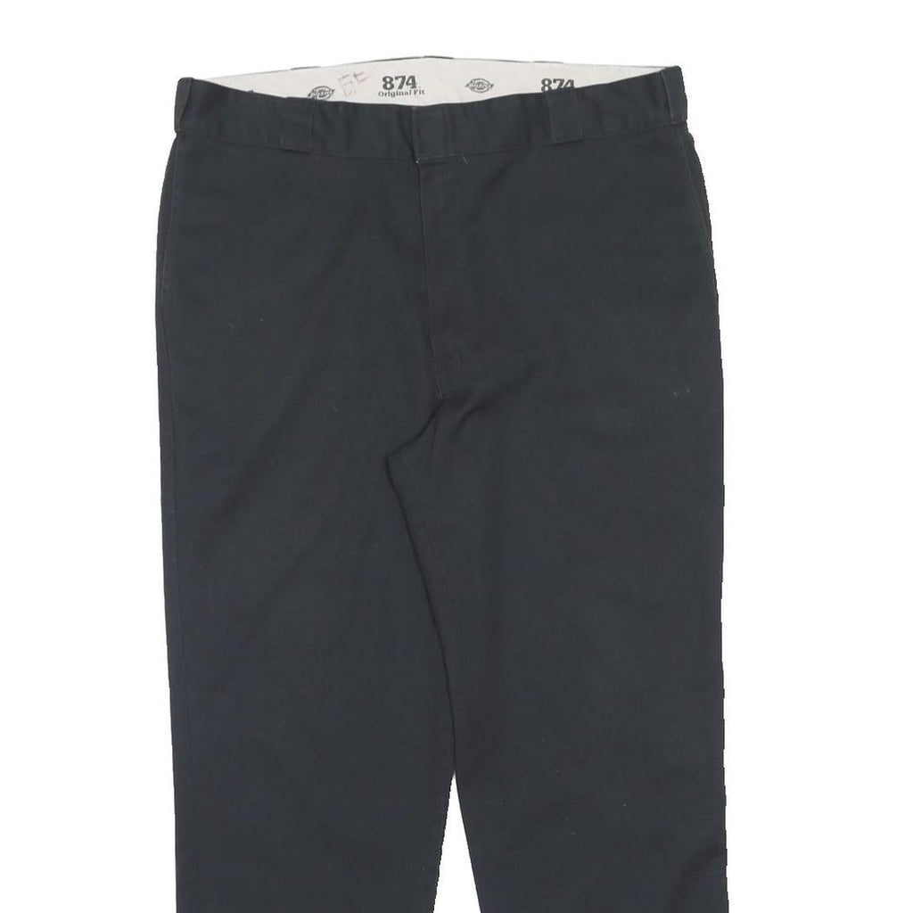 DICKIES Mens Regular Fit Black Polyester Blend Trousers W40 L32 Workwear Zip