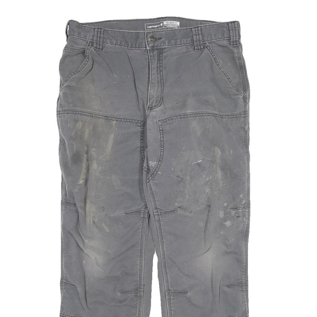CARHARTT Mens Cotton Grey Relaxed Straight Trousers W34 L30 Workwear