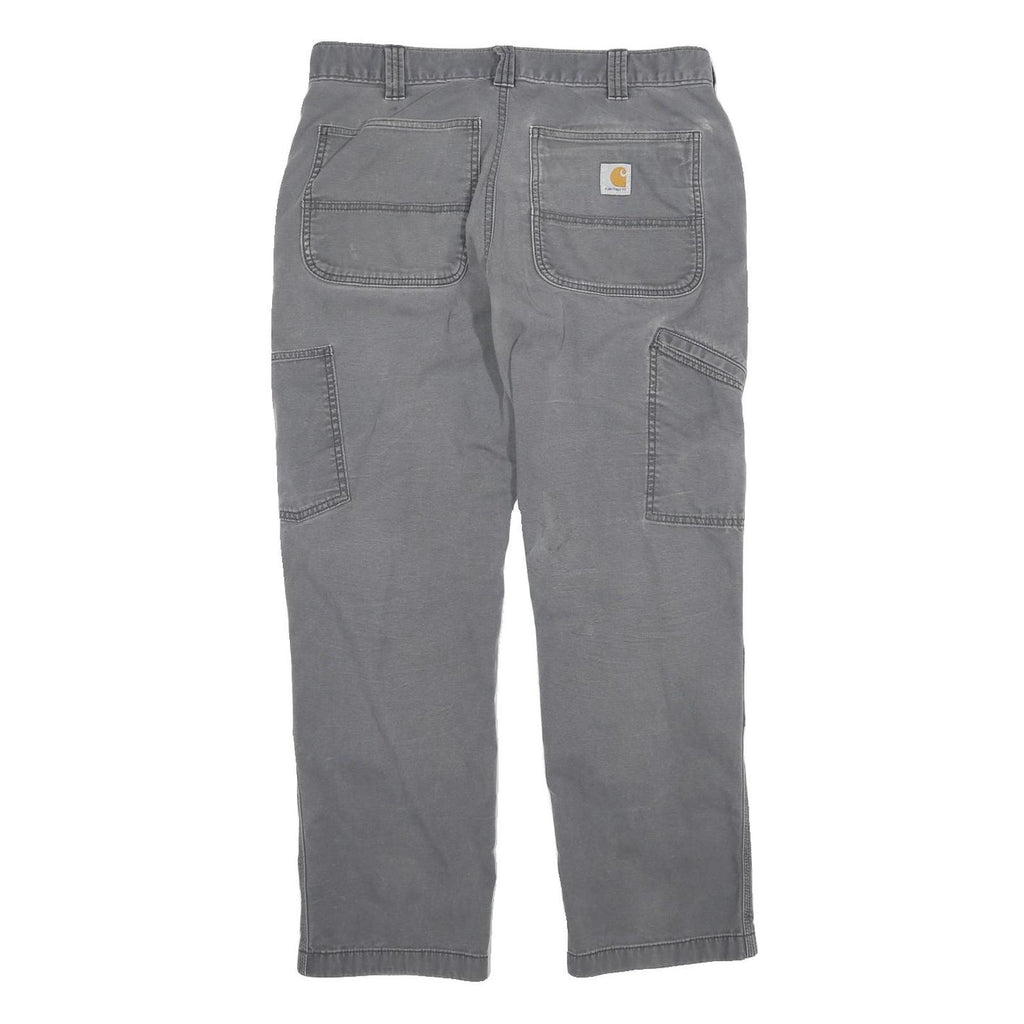 CARHARTT Mens Cotton Grey Relaxed Straight Trousers W34 L30 Workwear