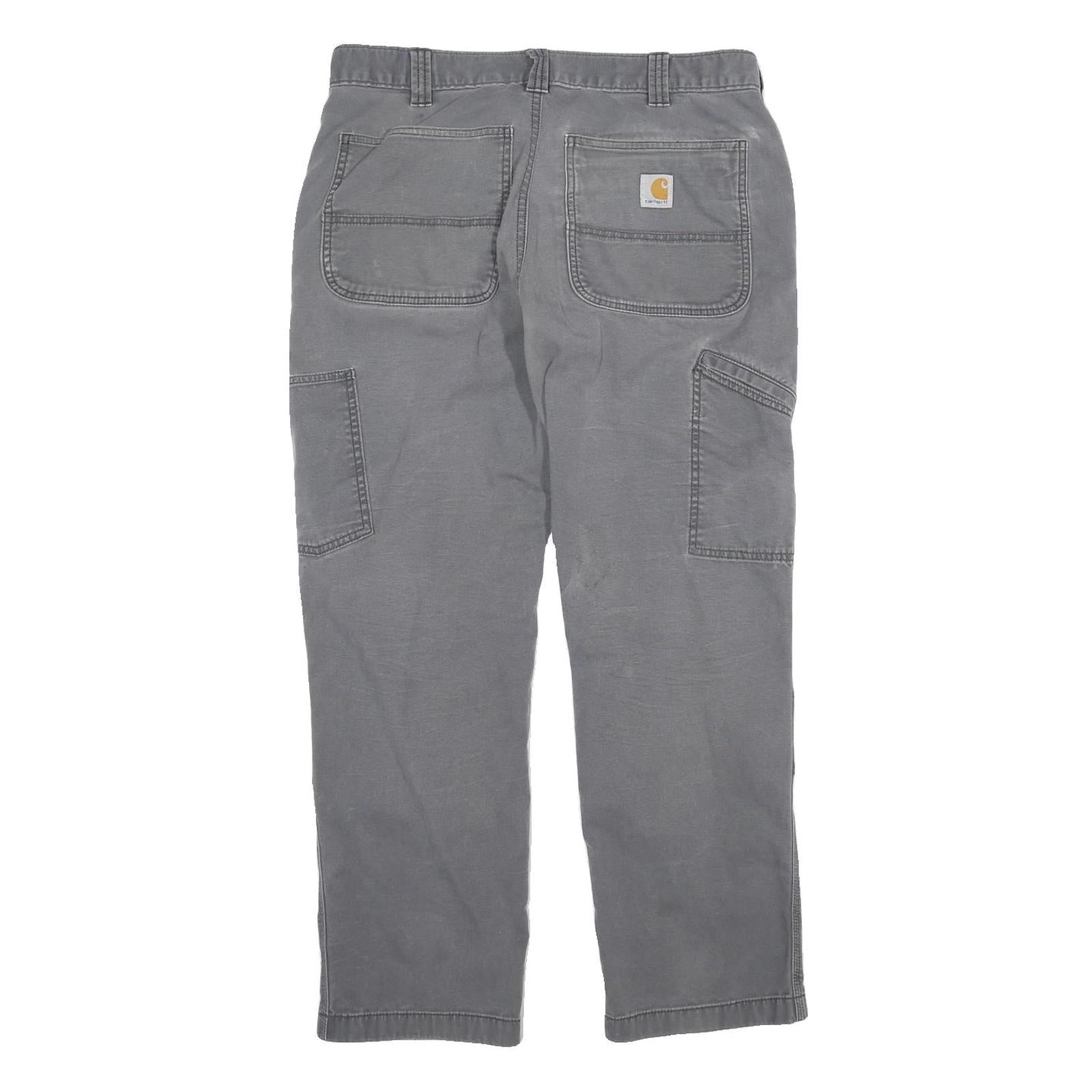 CARHARTT Mens Cotton Grey Relaxed Straight Trousers W34 L30 Workwear