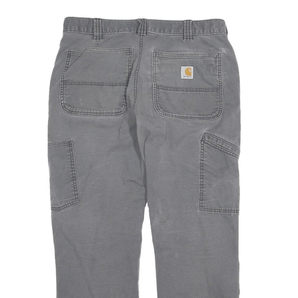 CARHARTT Mens Cotton Grey Relaxed Straight Trousers W34 L30 Workwear