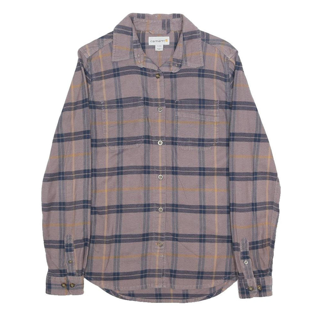 CARHARTT Womens Purple & Blue Checked Cotton Blend Shirt S Casual Workwear