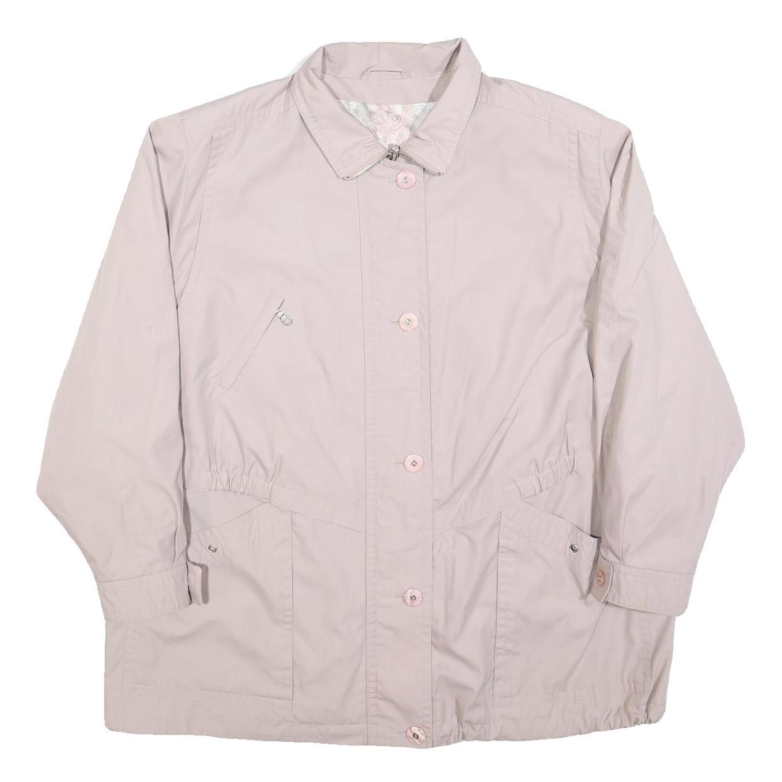 Womens Pale Pink Zip Jacket XL Polyester Plain Casual Lightweight Outerwear