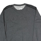 ADIDAS Mens Grey Cotton Blend Crew Neck Sweatshirt L Three Stripes Athletic