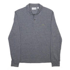 LACOSTE Mens Grey Long Sleeve Plain S Cotton Blend Polo Shirt Casual