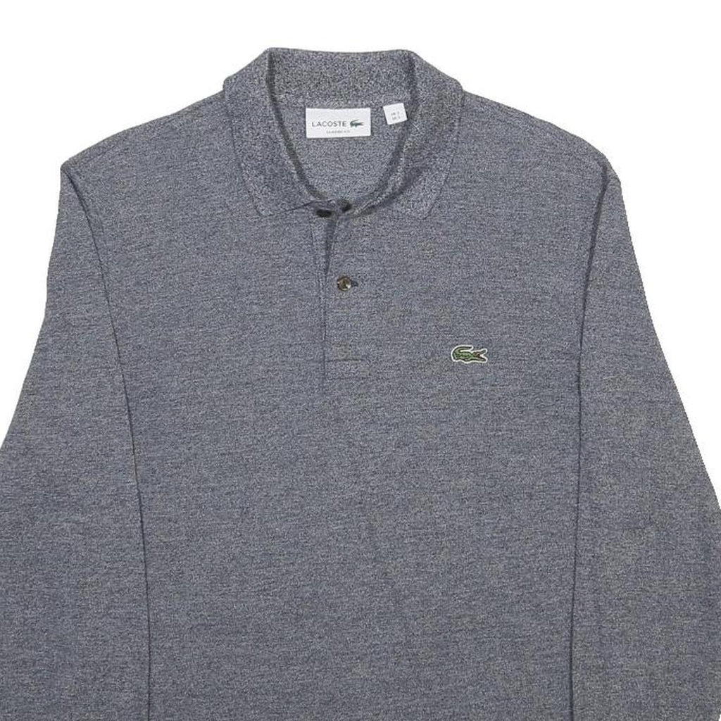 LACOSTE Mens Grey Long Sleeve Plain S Cotton Blend Polo Shirt Casual