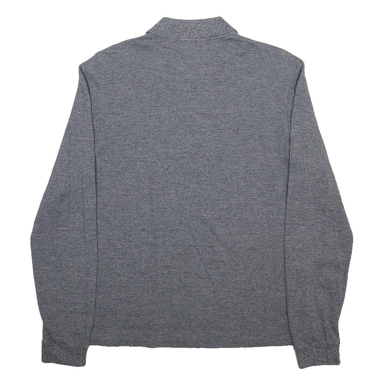 LACOSTE Mens Grey Long Sleeve Plain S Cotton Blend Polo Shirt Casual