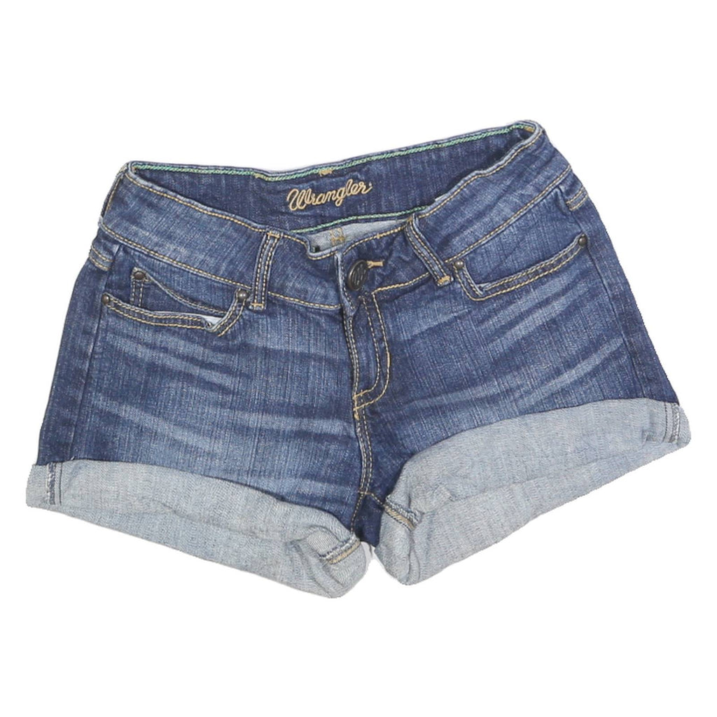 WRANGLER Womens Denim Blue Cotton Roll Up Shorts XS W26 Casual Summer Pocket