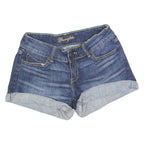 WRANGLER Womens Denim Blue Cotton Roll Up Shorts XS W26 Casual Summer Pocket