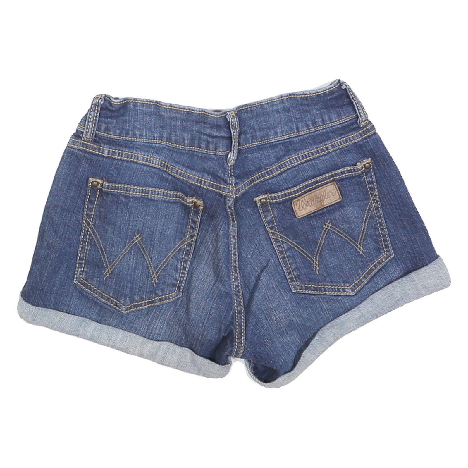 WRANGLER Womens Denim Blue Cotton Roll Up Shorts XS W26 Casual Summer Pocket