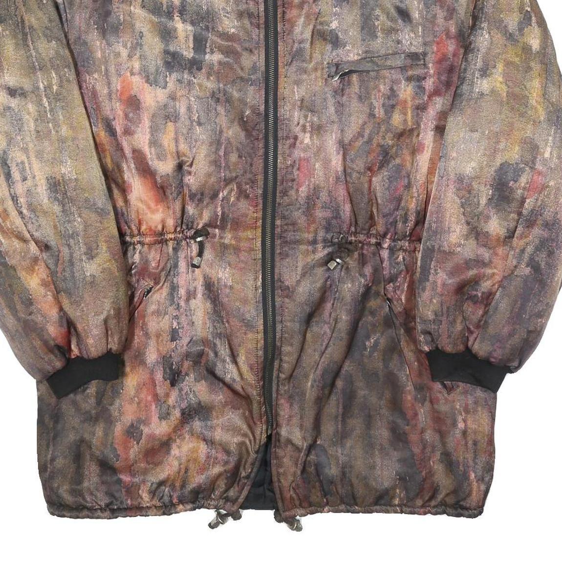 Womens Brown & Black Zip Up Patterned Jacket L Polyester Blend Outdoor Classic