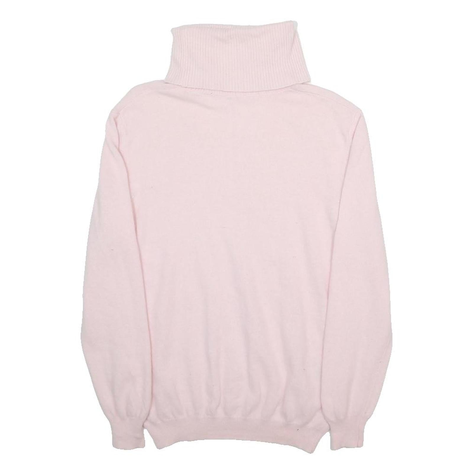 MARKS & SPENCER Womens Pink Plain Roll Neck Jumper Angora UK 12 Soft Knitwear