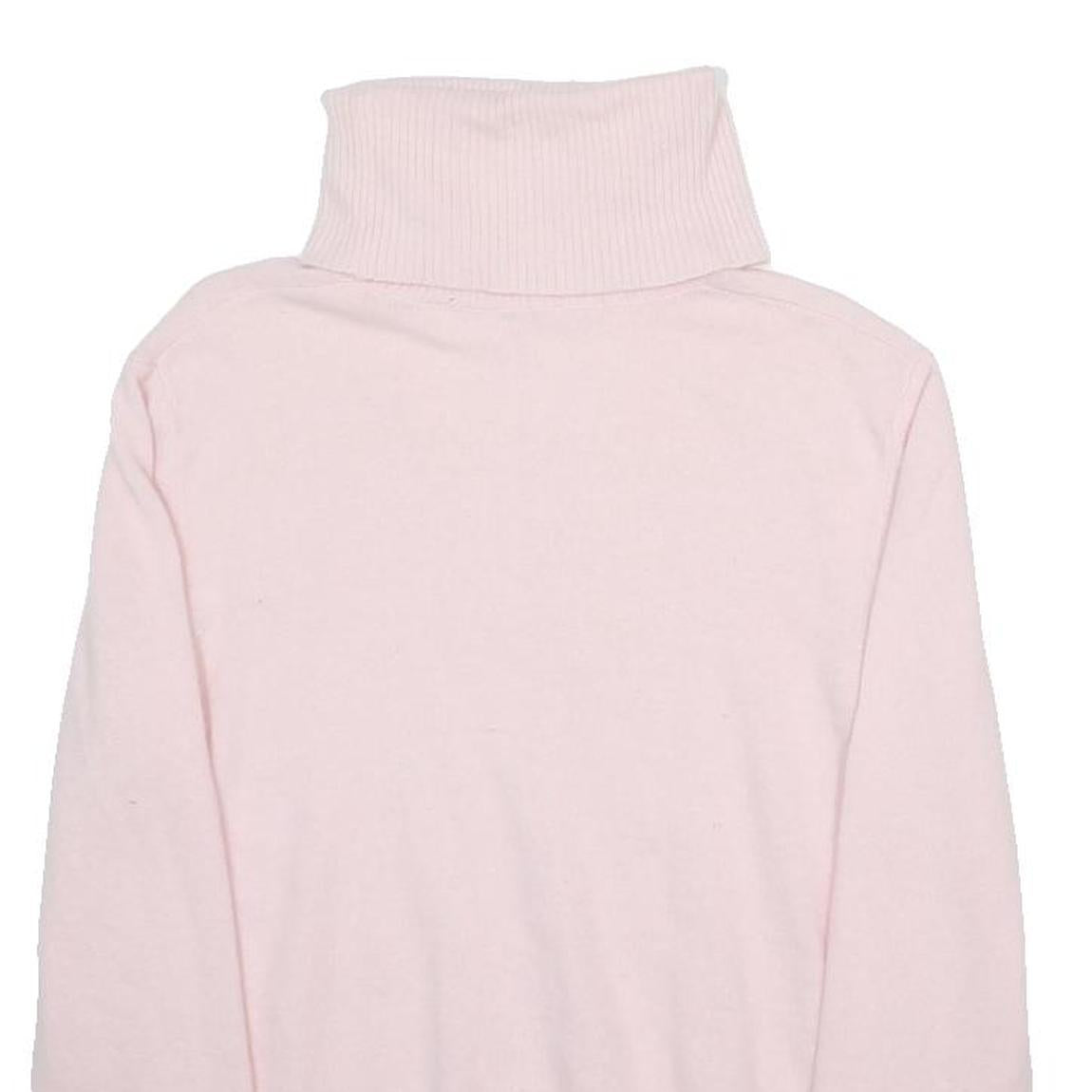 MARKS & SPENCER Womens Pink Plain Roll Neck Jumper Angora UK 12 Soft Knitwear
