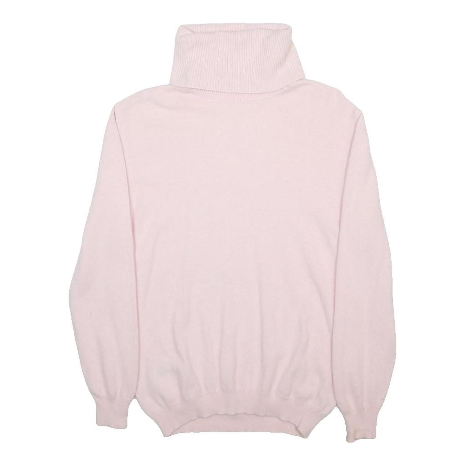 MARKS & SPENCER Womens Pink Plain Roll Neck Jumper Angora UK 12 Soft Knitwear