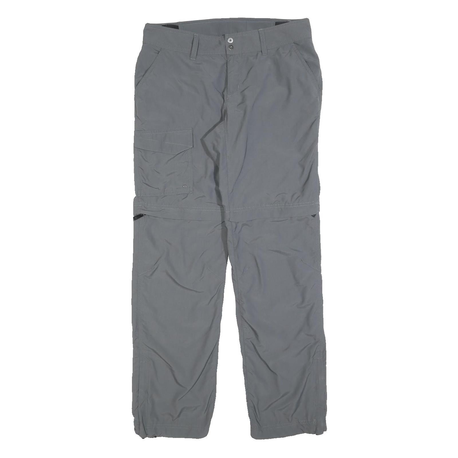COLUMBIA Womens Polyester Grey Regular Zip Trousers W30 L30 Outdoor Hiking
