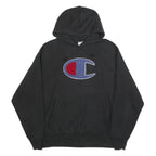 CHAMPION REVERSE WEAVE Mens Black Hoodie L Cotton Blend Pullover Casual