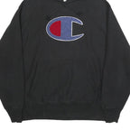 CHAMPION REVERSE WEAVE Mens Black Hoodie L Cotton Blend Pullover Casual
