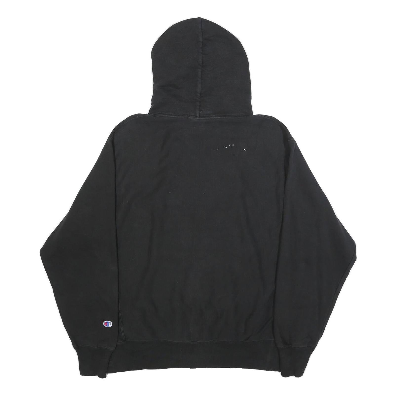 CHAMPION REVERSE WEAVE Mens Black Hoodie L Cotton Blend Pullover Casual