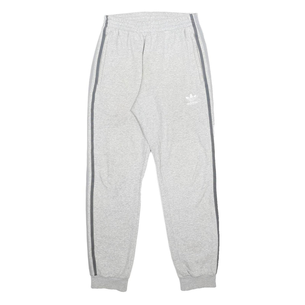 ADIDAS Mens Joggers Grey & White Slim Tapered S W26 L28 Cotton Blend Casual