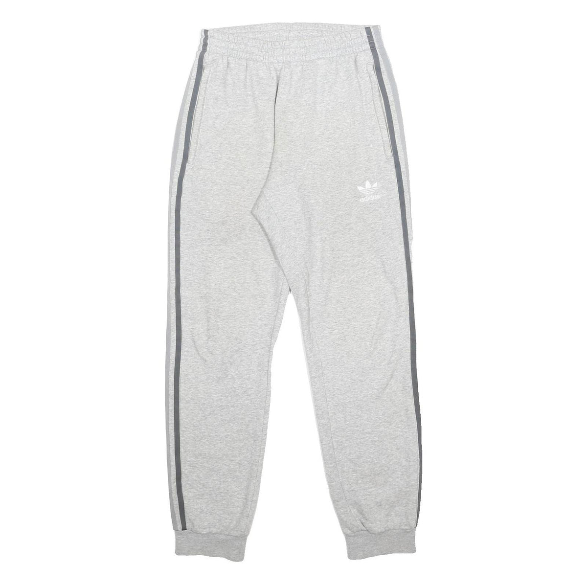 ADIDAS Mens Joggers Grey & White Slim Tapered S W26 L28 Cotton Blend Casual
