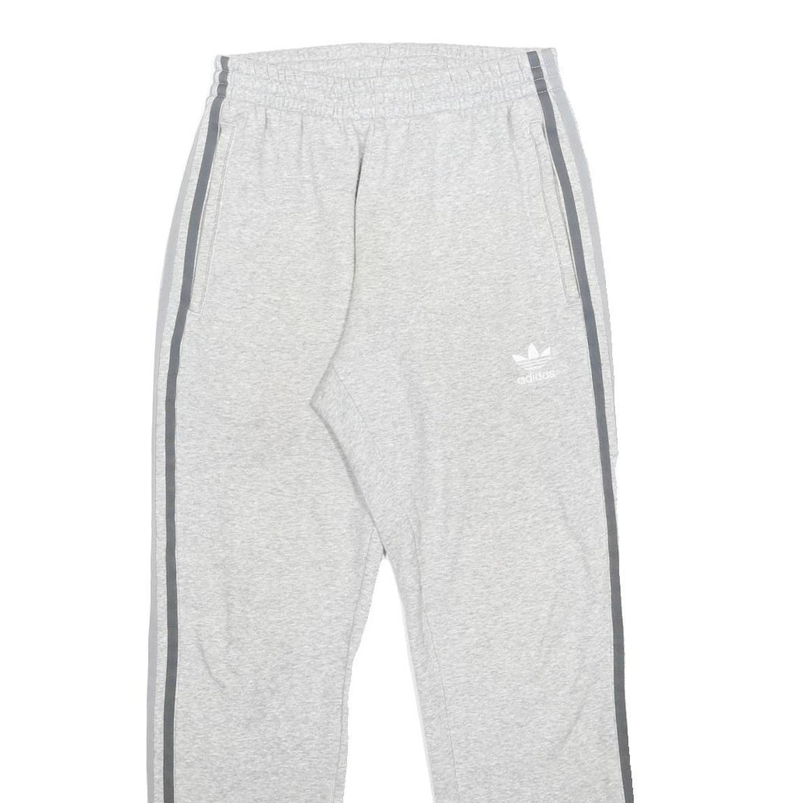 ADIDAS Mens Joggers Grey & White Slim Tapered S W26 L28 Cotton Blend Casual