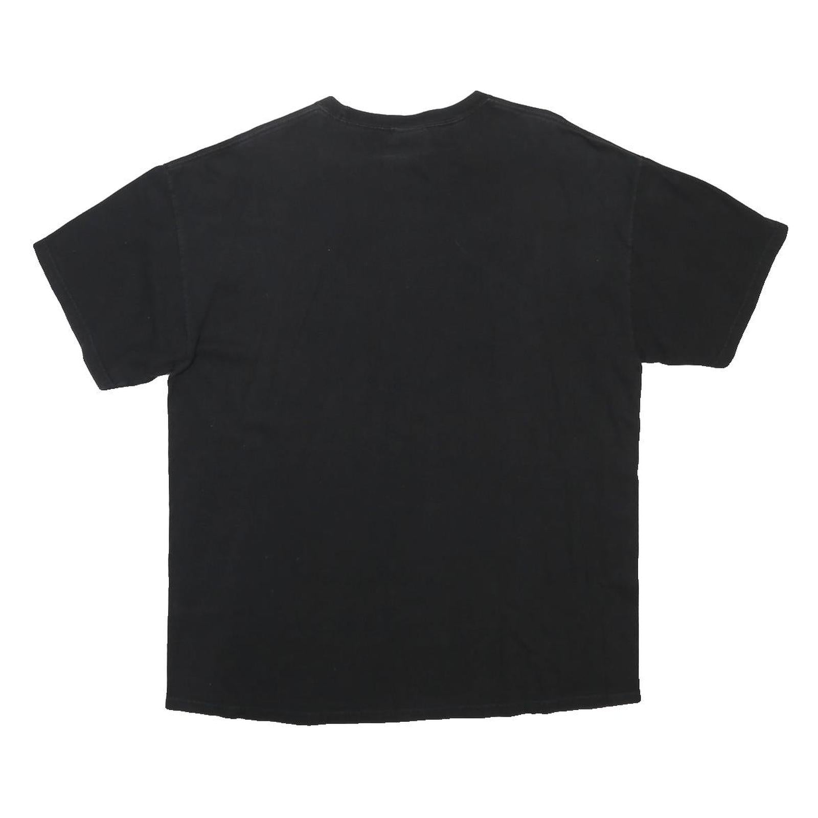Mens Black Graphic T-Shirt XL Short Sleeve Crew Neck Rock Music Print