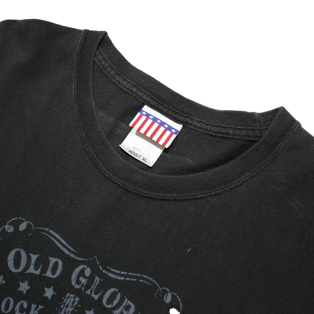 Mens Black Graphic T-Shirt XL Short Sleeve Crew Neck Rock Music Print