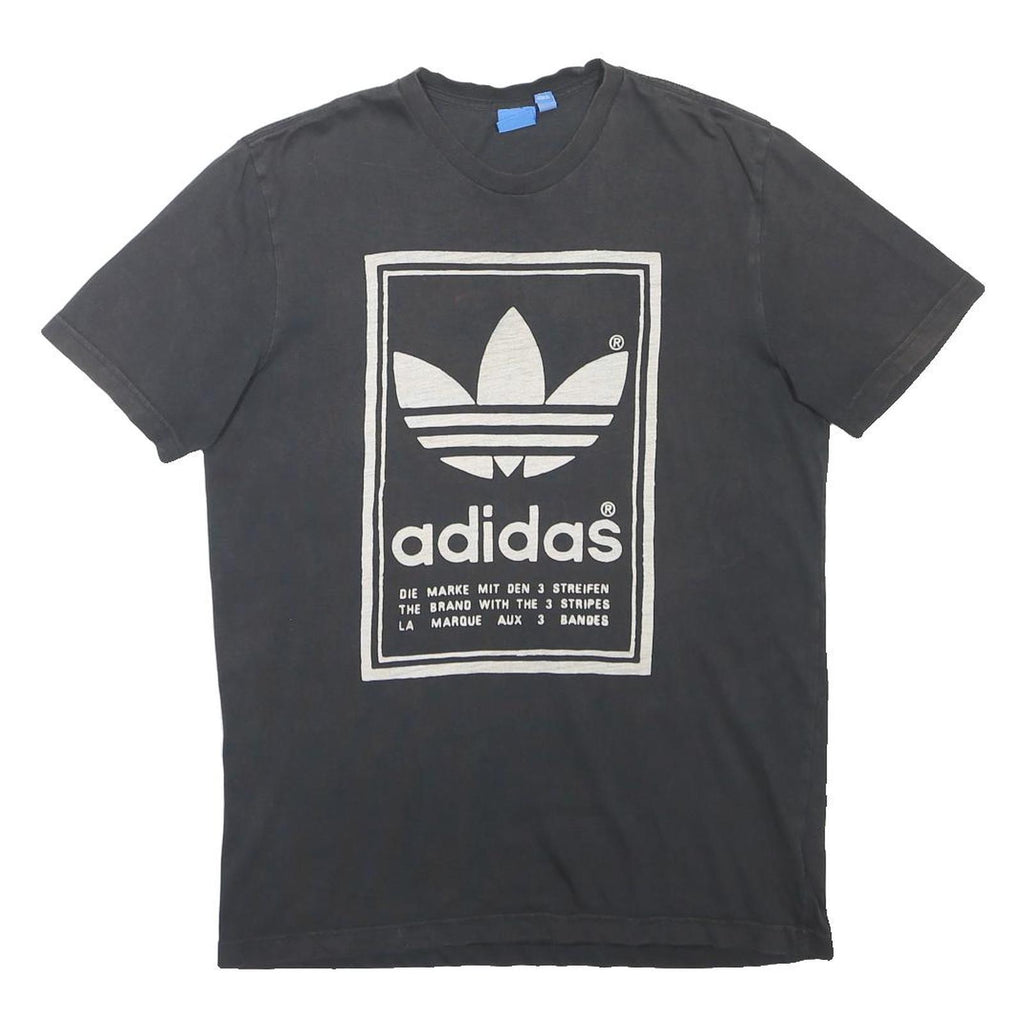 ADIDAS ORIGINALS Mens Black Graphic T-Shirt L Short Sleeve Crew Neck Logo